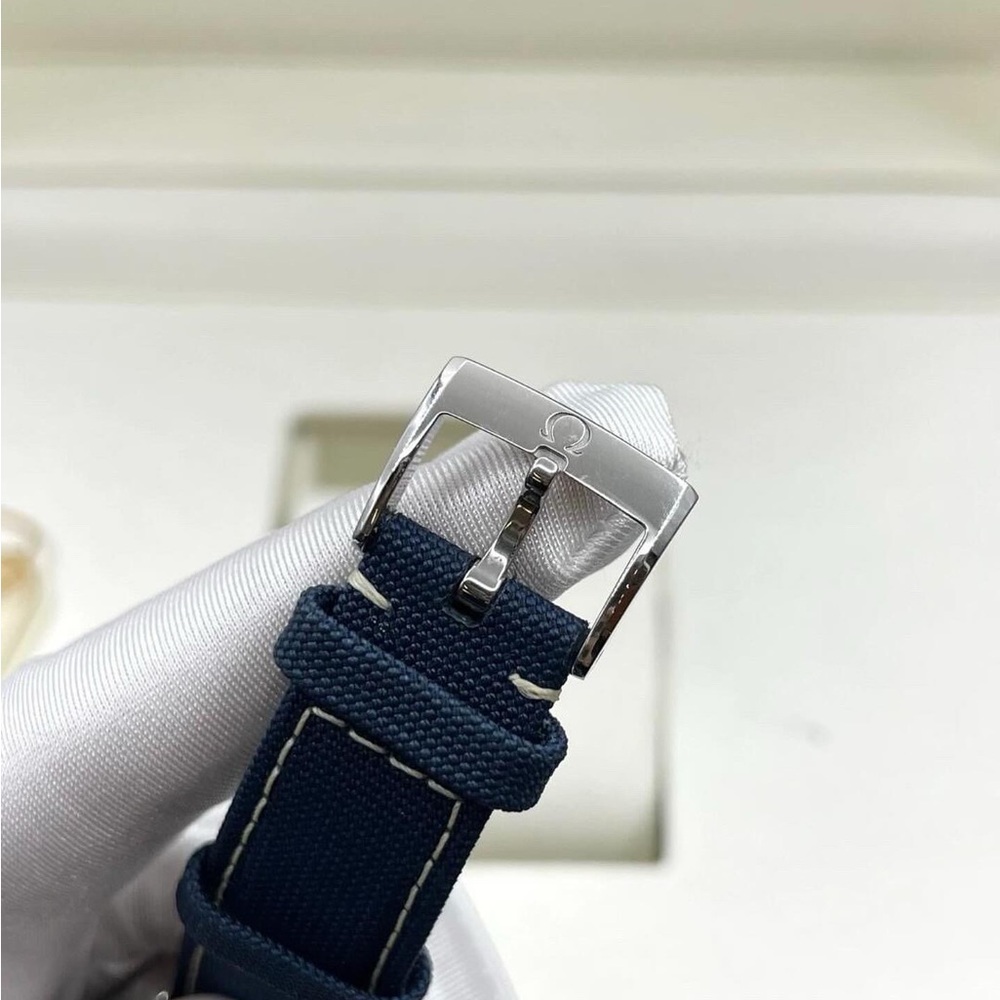 Omega Silver Clasp Navy Strap